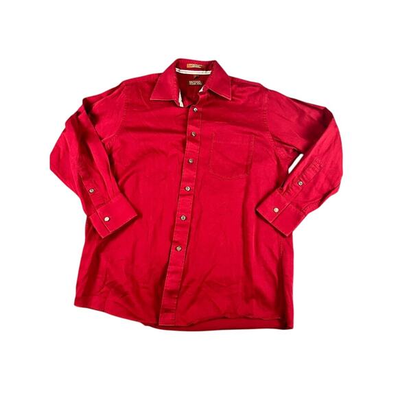 Michael Kors Men's Dress Shirt Large 16 32/33 Red Long Sleeve Button Front * - Picture 1 of 8